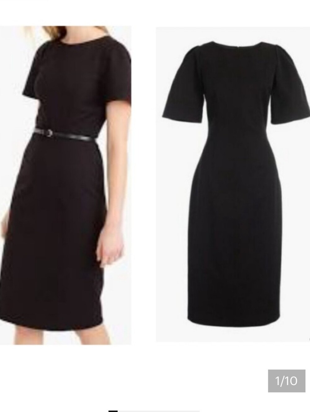 (Tall) J.Crew Black Gathered Sleeve Bi-Stretch Cotton Sheath Dress Sz 6T